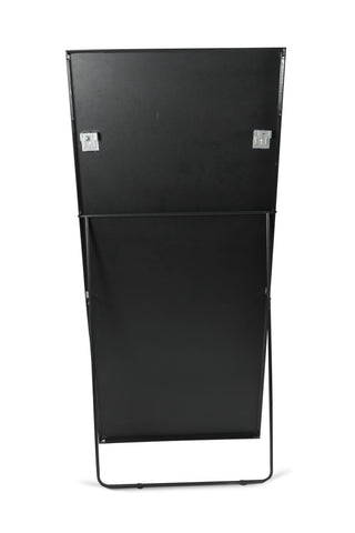 Back view of the Zenith Straight Edged Full-Length Freestanding Mirror with 2.8cm aluminium alloy frame, showing the sturdy back support and wall-mounting hooks.