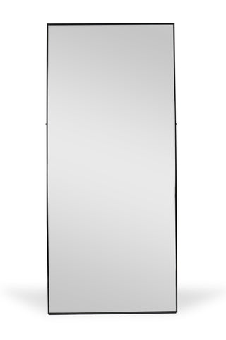 Zenith Straight-Edged Full-Length Freestanding Mirror in Black with a 2.8 cm Aluminium Alloy Frame – Sleek, minimalist design perfect for any modern room. Full-length mirror with shatter-resistant backing.