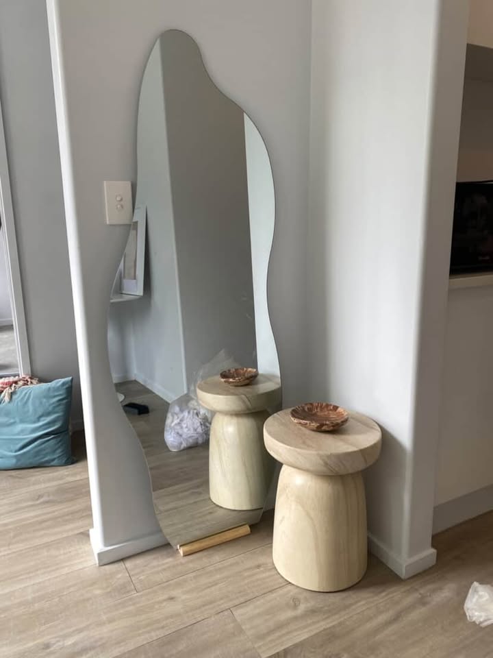 Cascade X Irregular Frameless Full-Length Mirror in a customer's home