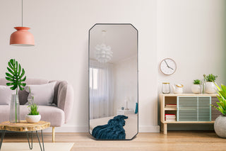 Prism Octagonal Full-Length Freestanding Mirror with black aluminium frame by C&F Creation