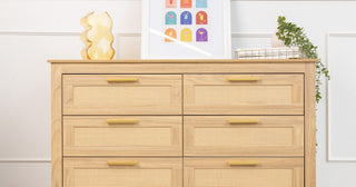 Oak drawers in a New Zealand bedroom - Raya Six Drawer Oak from C&F Creation