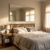 C&F Creation Aldren Alba Rectangular Full Length Mirror 200x100cm mounted horizontally in contemporary bedroom with warm tones