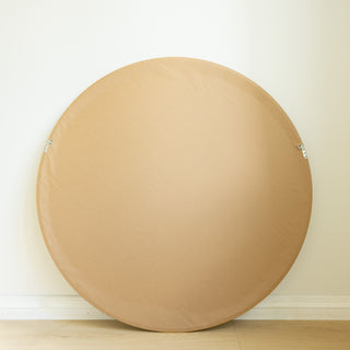 Full back view of the Aure Round Wall Mirror showing its dehumidified cupboard backing and dual hanging hooks for secure wall mounting.