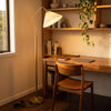 Aurelia Pleated Fabric Floor Lamp brightening a study nook with soft warm light over the desk