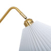 Aurelia Pleated Fabric Floor Lamp detail of the brass E27 socket cap and adjustable joint at the top of the pleated shade