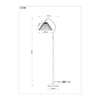 Aurelia Pleated Fabric Floor Lamp dimension diagram, height 156cm