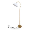 Aurelia Pleated Fabric Floor Lamp full view angled on white background with power cord and foot switch laid out