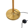 Aurelia Pleated Fabric Floor Lamp round brushed brass base with timber stem, black cord and inline foot switch
