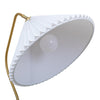 Underside view of the Aurelia Pleated Fabric Floor Lamp shade showing the opal bulb inside the white pleated cone