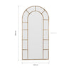 Bastia Aurelia antique gold arched window full length mirror 200 x 100cm dimension diagram with measurements
