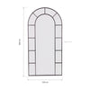 Bastia X black arched window full length mirror 200 x 100cm dimension diagram with measurements
