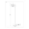 Camille Amber Petal Glass Floor Lamp dimension diagram, height 173cm