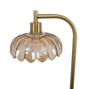 Camille Amber Petal Glass Floor Lamp petal glass shade and downbridge arm seen from the front
