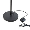 Chandelle Linen Column Floor Lamp weighted matte black round base with cord and round foot switch on white background