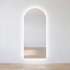 Clair Arched Backlit LED Full-Length Mirror | 180 x 80cm - 07 Front View, cool white halo