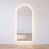 Clair Arched Backlit LED Full-Length Mirror | 180 x 80cm - 12 Front View, warm white halo