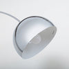 Angled close up of the Cosmo Chrome Marble Base Floor Lamp mirrored dome shade with the bulb fitted