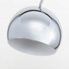 Close up of the Cosmo Chrome Marble Base Floor Lamp chrome ball shade from below showing the smooth white interior