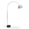 Cosmo Chrome Marble Base Floor Lamp front full view on white background showing the arched chrome frame, dome shade and black marble base