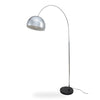Cosmo Chrome Marble Base Floor Lamp full view on white background with the chrome arc reaching over from the marble base