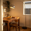 Cosmo Chrome Marble Base Floor Lamp lighting a tidy study nook for late night work