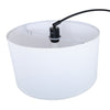 Flore Black Arc Floor Lamp drum shade seen from below showing the E27 socket and arc tip