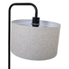 Marceau Linen Drum Floor Lamp viewed from above showing the beige linen drum shade and E27 lamp holder on white background