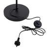 Marceau Linen Drum Floor Lamp weighted matte black base close up with inline foot switch and New Zealand plug on white background