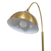 Orsay Gold Arc Floor Lamp arc and dome shade close up with the light reflecting white inner surface
