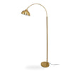 Orsay Gold Arc Floor Lamp full front view on white background showing the curved gold stem, dome shade and round base