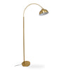 Orsay Gold Arc Floor Lamp full side view showing the sweeping gold arc reaching over a reading spot