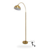 Orsay Gold Arc Floor Lamp full view on white background with the inline foot switch and New Zealand plug