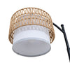 Rousseau Rattan Weave Floor Lamp view from below the two tier shade showing the white inner diffuser and lamp holder