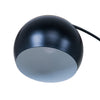 Close up of the Saturne Black Globe Arc Floor Lamp metal globe shade with its white painted interior