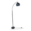 Saturne Black Globe Arc Floor Lamp full view from the side on white background
