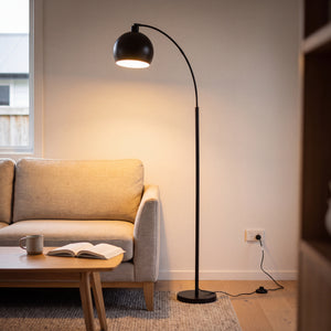 Saturne Black Globe Arc Floor Lamp