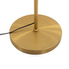 Solara Fluted Lantern Floor Lamp round brushed brass base close up on white background with the black power cord