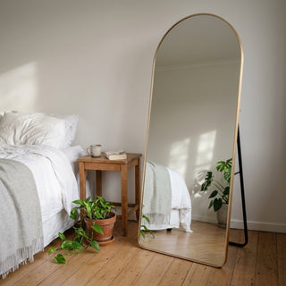 C&F Creation Titan Aurelia Arched Full Length Mirror 180x80cm in NZ bedroom freestanding on stand