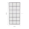 Tivoli X black rectangular window full length mirror 200 x 100cm dimension diagram with measurements