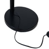 Close up of the Trilogy 3-Light Floor Lamp round black base, cable and inline foot switch