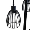Close up of a single wire cage shade and E27 socket on the Voltaire 3-Light Cage Floor Lamp