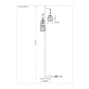 Voltaire 3-Light Cage Floor Lamp dimension diagram, height 176.1cm