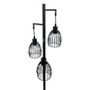 Top section of the Voltaire 3-Light Cage Floor Lamp with three matte black cage shades on white background