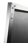 Close-up view of the back panel of the Facet Straight-Edged Full-Length Freestanding Mirror, highlighting the wall mount feature and detailed screws for secure hanging.