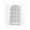 Decorative wall mirror with a grid design on a white background