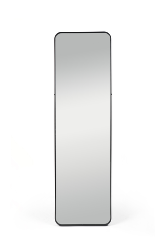 Front view of the Lithe Rounded Corner Full-Length Mirror, showcasing its sleek 150x45 cm design with rounded edges and minimalist black frame.