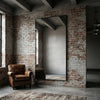 C&F Creation Lowen X Rectangular Full Length Mirror 220x120cm against brick wall vertical showing full 220cm height