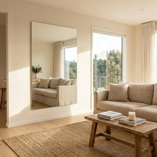 C&F Creation Monarch X Rectangular Frameless Full Length Mirror 180x120cm frameless mirror in living room alternate angle