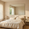 C&F Creation Monarch X Rectangular Frameless Full Length Mirror 180x120cm mounted horizontally in bedroom above bed