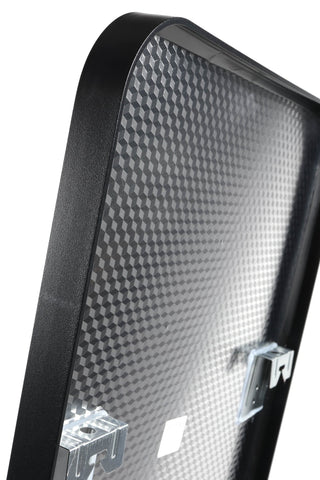Back view of the Monarch Rounded Corner Full-Length Mirror, featuring hanging hooks, making it versatile for both freestanding and wall-mounting options.